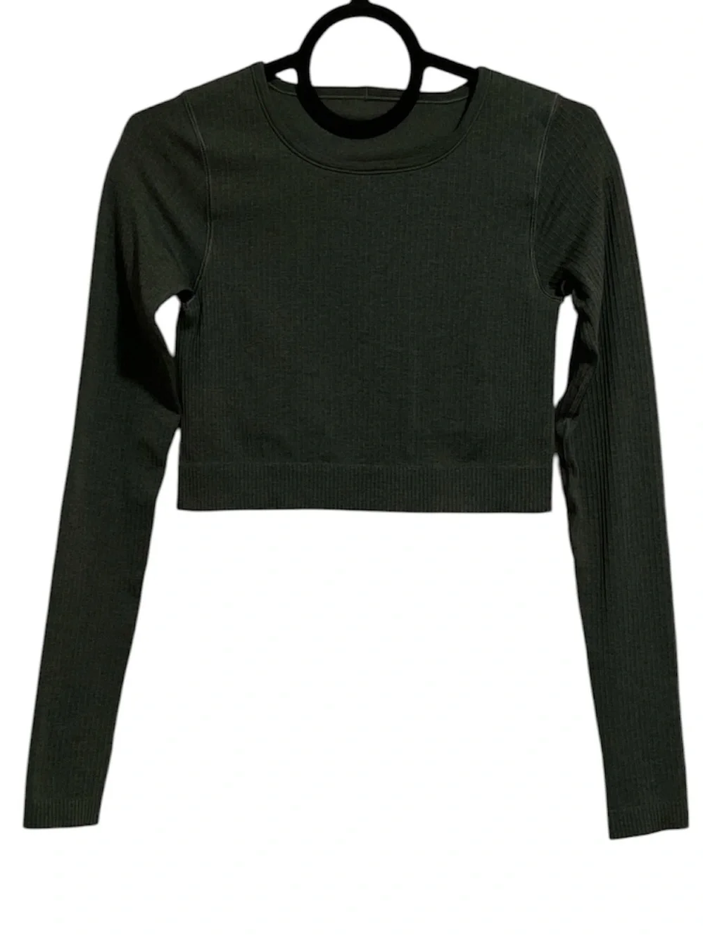 Lululemon Ebb to Street Long Sleeve Cropped Ribbed Shirt in Smoked Spruce Size 6